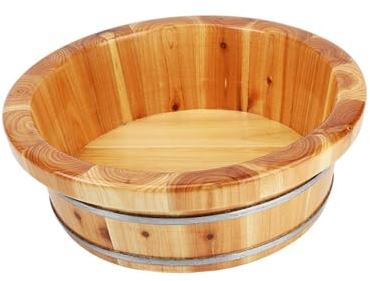 ＡＷＨＡＯ Multipurpose Foot Bath Barrel Wooden Foot Basin Footbath Basin Tub Household Footbath Bucket Wood Foot Tub Pedicure Bowl Foot Spa Bowl Thickening Foot Bath Barrel for Home Use, 16x40cm B