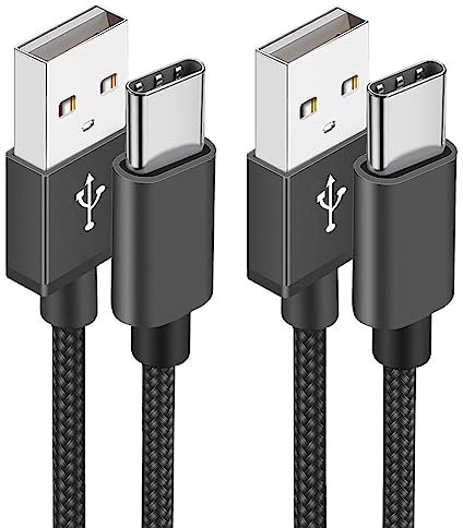 Cable USB C, [2M+1M/Lot de 2] Charge Rapide 3A Fil Chargeur Type C Tressé Cable USBA vers USB C pour Samsung Galaxy S20 S21 S22 S23 S9 A11 A12 A13 A20e A21s A33 A52 A53 A54,Switch,MacBook