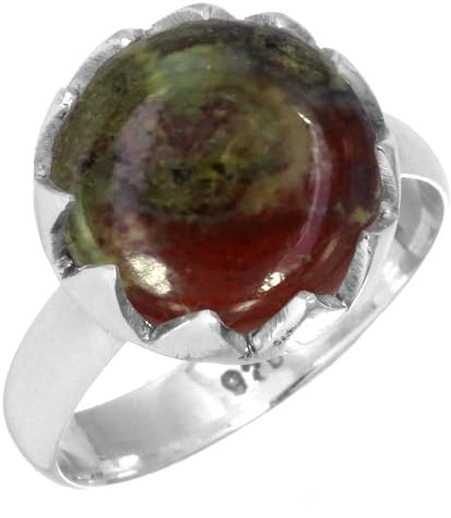 Jeweloporium 925 Sterling Silber Ringe für Damen Mehrfarbig Natürlich Dragon Blood Jasper Edelstein Boho Silber Ringe Größe 57(18.1) Jubiläum - Geschenk Handgefertigt Schmuck