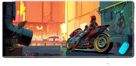Cyberpunk Tapis de souris de jeu imperméable et professionnel XXL pour PC - Accessoire clavier et souris, base en caoutchouc antidérapante étendue (01, 900 x 400 x 3 mm)