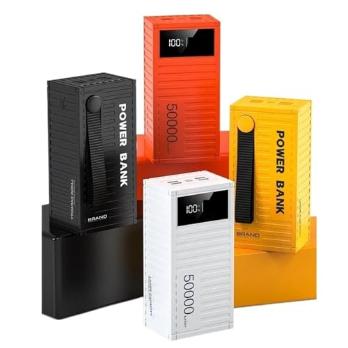 66W Power Bank 50000mAh Container Schnellladung Tragbare Powerbank Externes Ladegerät (Color : Black, Size : 50000mAh)
