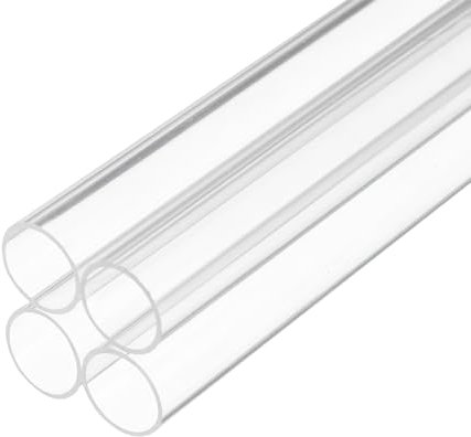 Rebower Tubo Rígido de Plástico Transparente de 6 13mm x 15mm (1/2 x 0.6) Tubo Acrílico Redondo de Policarbonato [para Fontanería Hidráulica Acuario Bricolaje] - 4 Unidades