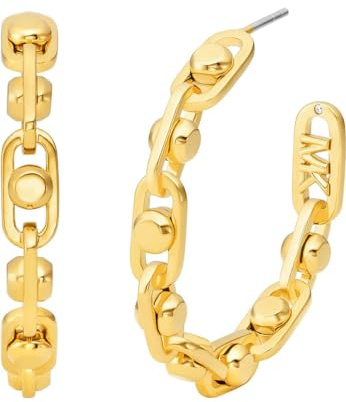 MICHAEL KORS Boucles d'oreilles créoles en laiton doré Premium Astor Link Pour Femme, MKJ8358710
