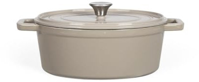 Livoo – Cocotte ovale en fonte MEP129G – 4,5L, couvercle avec picot, 29x22 cm, 5,5kg