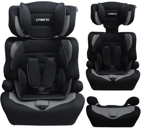 Cabino Kindersitz Gruppe 1/2/3 i-Size – ISOFIX Autokindersitz mitwachsend Grau, ab 9 kg bis 36 kg, ECE R129, seitlicher Aufprallschutz, 9 Monate bis 12 Jahre