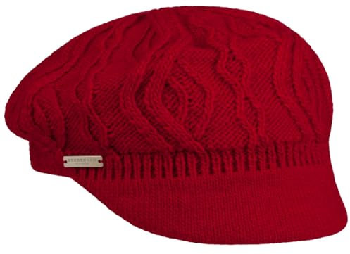 Seeberger Annelie Strick-Ballonmütze Damenmütze Ballonmütze Schirmmütze Schildmütze (One Size - rot)