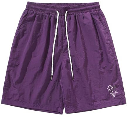 QWUVEDS Pantaloncini sportivi da uomo per palestra, allenamento atletico, pantaloncini casual da uomo con tasche, pantaloncini da skater da uomo, Viola, XXXXXL
