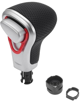 Motoforti Pomos de Palanca de Cambios Automático para Audi A5 2008-2015 | Pomo de Cambio de Marchas, Cuero Sintético Perforado, Plástico, Tono Plateado, Negro, Para Audi A6 C6 06-11, 1 Pieza
