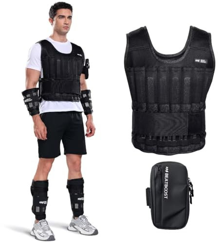 Weighted Vest Men BeatBoost 40 lb Adjustable Weighted Vest with Steel Plates Weights for Walking Strength Training Running Workout