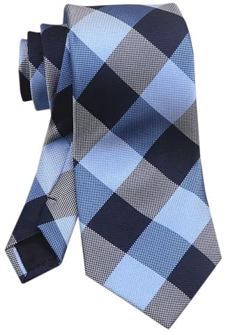 Vizakiss Klassische Designer-Krawatten für Herren, Schottenkaro, Streifen, formelle Business-Krawatten, Blau Weiß Schwarz, Einheitsgröße