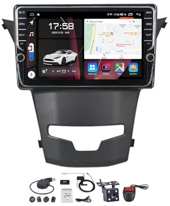 MLXABH Radio de Coche con Pantalla Doble DIN de 9 Pulgadas para Ssan-gYon-g Korando 3 Actyon 2 2013-2017 con CarPlay Android Auto/BT Android 11 Reproductor Multimedia Receptor de Video con cámara de
