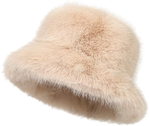 sy soul young Damen Winter Kunstpelz Plüsch Bucket Hat Warme Fischerhüte
