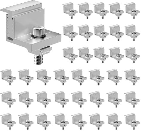 VEVOR Support de Panneau Solaire en Z, 40 PCS, Kit Pinces Bord de Fixation de Panneau Solaire Réglable 35-50 mm, Support de Montage en Aluminium Anodisé Léger, pour Camping-car, Bateaux, Murs, Toits