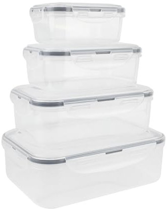 Lre Co. Contenedores de congelación con tapa, paquete de 8 (4 recipientes + 4 tapas), recipientes de plástico sin BPA, herméticos, a prueba de fugas, juego de cajas de alimentos para microondas