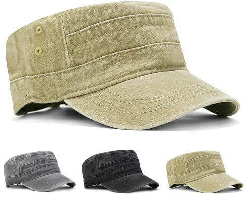 CWENDANER Klassische Premium Military Style Mütze - Vintage Washed Militärmütze Baseball Cap in Einheitsgröße, Einfarbig, Unisex