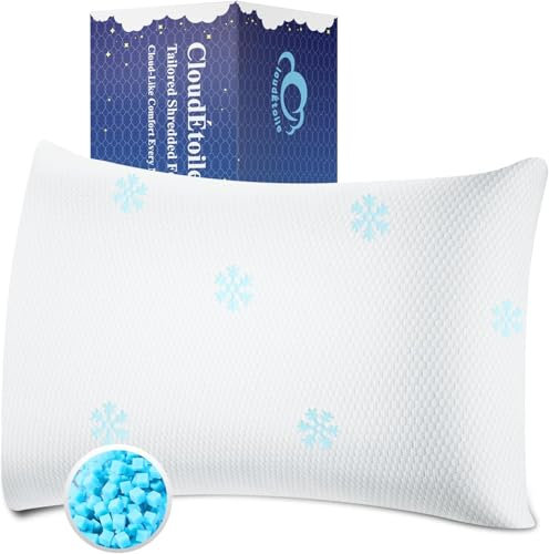 CloudÉtoile Kopfkissen Memory Foam Kissen - Höhenverstellbares Kissen mit Zerkleinerter Memory-Schaum Nackenkissen Kopfkissen, Seitenschläferkissen