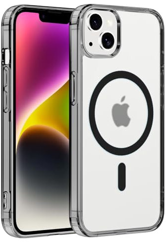 Coiwxmoi Cover Magnetica per Apple iPhone 14/iPhone 13 6.1,Compatibile con Magsafe,Sottile Traslucido Satinato Morbido Silicone TPU + Hard PC Custodia Antiurto Anti-Graffio Protettiva Cover,Nero