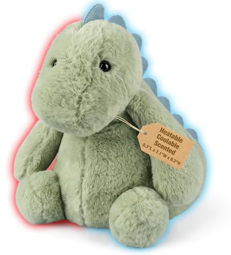 Bobbie & Laxi Coolable & Microwavable Dinosaur Stuffed Animal, Weighted Stuffed Animals Plush for Kids, Women, Girls, Lavender Scent Dinosaur Gifts, Get Well Soon Gift, Heated Plush for Period Cramp