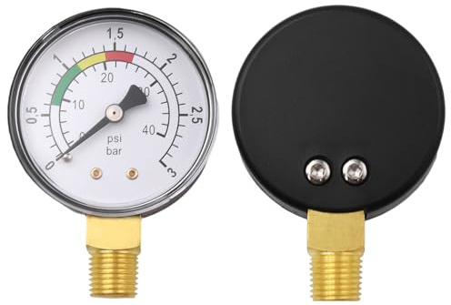 Manometer Wasserdruck 1/4 Zoll Manometer 0-3 BAR/40 PSI Wasserdruckmesser | Manometer Wasser Pool Druckmanometer Wasser Druckmessgerät Manometer Sandfilteranlage Präziser für Pool, Fischteiche, Schwarz