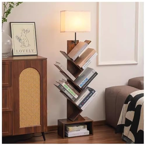 exproyzk Libreria a torre Libreria ad albero con luce, Libreria alta da terra con mobiletto portaoggetti