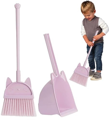Set di scopa e paletta per bambini, giocattolo per simulare la cucina, piccolo strumento per la casa con manico lungo, kit di scopa leggera per bambini per fingere di giocare a casa e aula