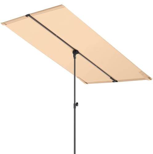 HOMSHADE Parasol rectangulaire pour balcon, porche, piscine, terrasse, auvent rectangulaire UPF50+, protection UV, rotation à 360°, inclinaison et tous les angles applicables