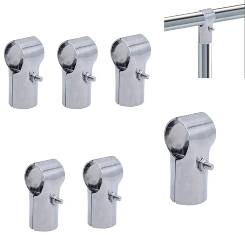 6 abrazaderas en T para tubos de 25 mm, conectores de tubo de acero inoxidable, abrazaderas ajustables para vallas, conexiones en T para vallas y barandillas