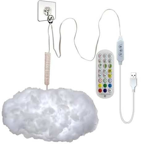 Qusedwey Night Lamp Rhythm-Based Music 3D Cloud RGB Light Compact Thundercloud Light Suitable for Indoor Use Bedroom or Gaming