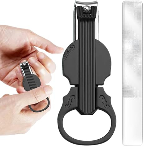 Gihioue Toenail Scissors, Fingernail Clippers with Glass, Bottle Opener and Toenail Cutter in Violin Shape for Manicure, Daily Care, Travel and