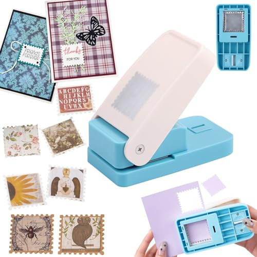 OTCRAFT Großer, quadratischer Briefstanzer, 3,8 x 3,8 cm, Lochstanzer, gewellter rechteckiger Hebel, Papierstanzer für Bastelarbeiten, Scrapbooking, Kartenherstellung, Kunsthandwerk