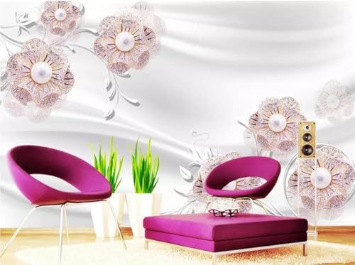 XLMING Minimalistisch Kreativ Perlen Blumen Kunst 3D Tapete Tapeten Seidigkeit Home Esszimmer Möbel Sofa Schlafzimmer Wohnzimmer TV Hintergrund-430cm×300cm