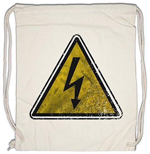 Urban Backwoods Caution High Voltage Vintage Logo Sign Turnbeutel Sporttasche