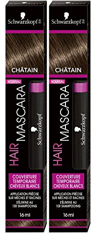 Schwarzkopf - Haarmascara – temporäre Haarfärbung in Kastanienbraun, 16 ml – 2 Stück