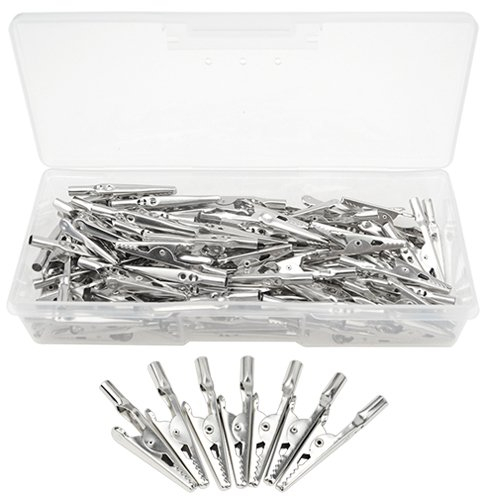 WMYCONGCONG 100 morsetti elettrici a coccodrillo in metallo (100 pezzi senza tappo)