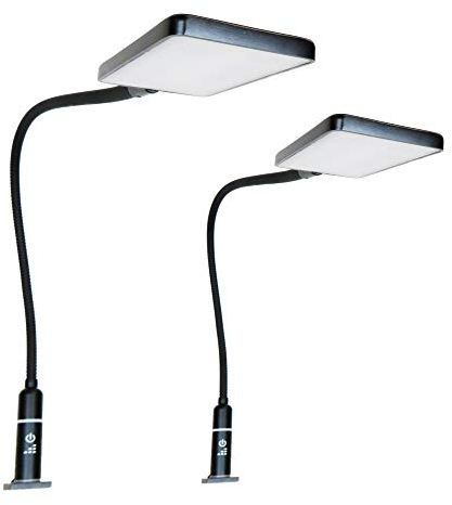 kalb Material für Möbel 4W LED Bettleuchte Leseleuchte Flexleuchte Nachttischlampe Bettlampe Leselampe schwarz, Auswahl:2er Set schwarz