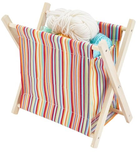 PH PandaHall Yarn Storage Organiser, Fold-Up Wooden Yarn Arts Caddy Organization Storage Yarn Caddy Bag Organizer Folding Basket for Knitting, Yarn, Crotchet,28x25cm/11x7.5inch