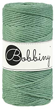 Bobbiny Oeko-Tex Premium Makramee Garn aus ökologischer Baumwolle in Eucalyptus Green 3 mm x 100 m