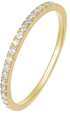 Zakk Eternity Ring Damen Ewigkeitsringe Vorsteckring Schmal Silber 925 Zirkonia Gelbgold Vergoldung Verlobungsringe Eheringe Trauringe Memoire Ring(Gelbgold,58 (18.5))