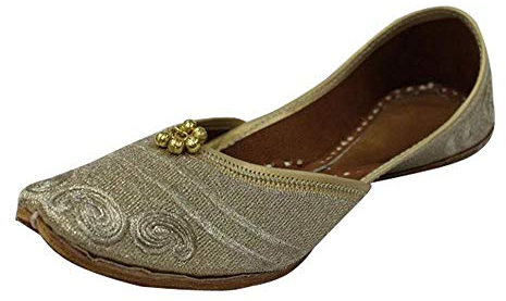 Gold Punjabi Jutti für Damen Jutti Schuhe Punjabi Schuhe Handgemachte Schuhe Ethno Mojari Traditionell (6)