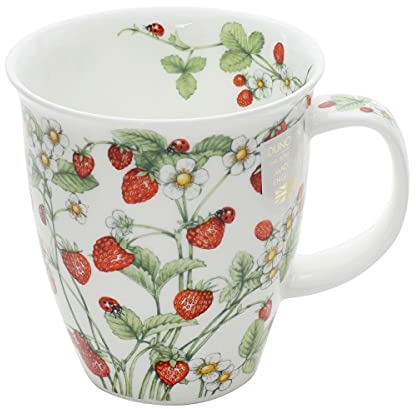 Dunoon Tasse en porcelaine anglaise en forme de Nevis, 480 ml, fruits sauvages (fraise), fabriquée en Angleterre, passe au micro-ondes et au lave-vaisselle