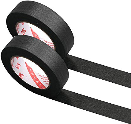 Powertool Abdeckband, 2 Stück, 50 m Länge, strukturiertes Papierband, beschreibbares Malerband, Klebeband zum Malen, Basteln, Dekoration (schwarz, 25 mm)