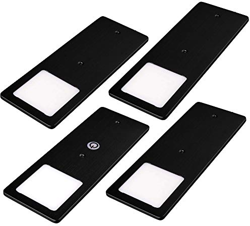 kalb | LED Unterbauleuchten schwarz 5W- sehr flache Küchenleuchte mit Touch-Dimmfunktion Einbaustrahler Einbauspot, Auswahl:4er Set neutralweiss