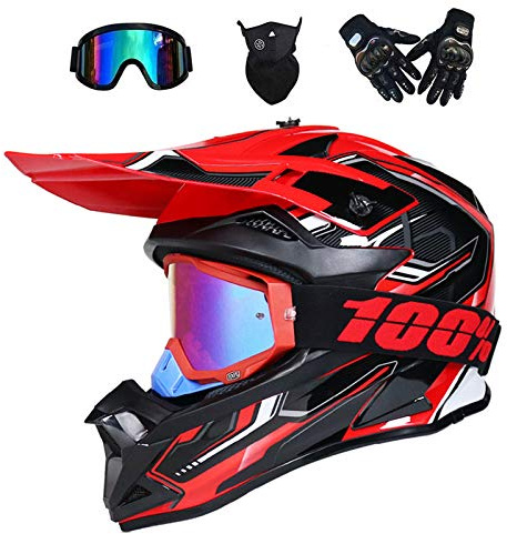 VOMI® Casco da Motocross con Occhiali Guanti Mascherina, Scooter off Road Motocicletta Caschi Integrale Downhill MTB Enduro Adulti Unisex Cross Motociclista,M