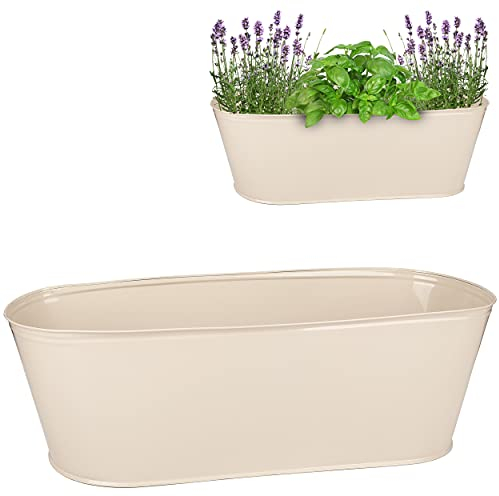 alles-meine.de GmbH großer XL - Topf/Blumentopf Farbwahl Metall - Ø 50 cm - weiß/Creme/wollweiß/Ecru/Champagner - oval - länglich - groß - Eimer/Dekotopf - Überto..