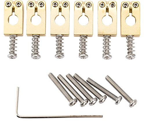 Musiclily Ultra 10,5mm Messing Tremolo Saitenreiter Saddles für Strat Style E-Gitarre, Gold (6er Set)