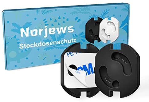 Norjews Steckdosen Kindersicherung [20 Stück] - Steckdosenschutz mit Drehmechanik, Kindersicherung für Steckdose, Steckdosensicherung für Babys und Kinder - Schwarz