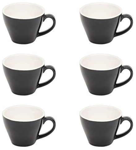 Gastro Spirit - 6er Doppel/Doppio Espresso-Tassen Set - Schwarz, 180 ml, Porzellan, dickwandig, spülmaschinenfest, italienisches Design - 6-teiliges Kaffee-Tassen Set