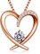 Jewlldeen Necklace for Women, 925 Sterling Silver Heart Pendant, Rose Gold Cubic Zirconia Jewelry, for Girlfriend/Her/Friend,18''