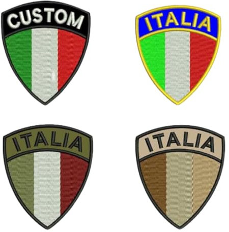Testo personalizzato con stemma bandiera italia Patch termoadesiva ricamata con gancio