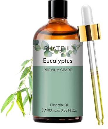 PHATOIL Huile Essentielle Eucalyptus 100 ml, Huile Essentielle pour Diffuseur, Huile de Eucalyptus Pure Naturelle pour Aromathérapie, Humidificateur